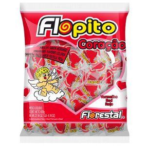 Pirulito Flopito coração morango Florestal 600g.