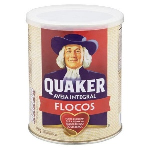 Aveia em flocos regular Quaker lata 450g.