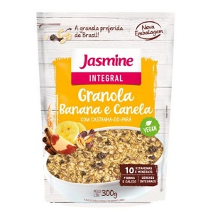 Granola integral grain flakes Jasmine banana e canela 300g.