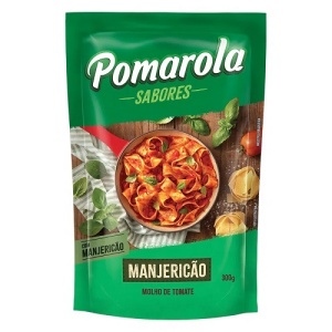 Molho de tomate com manjericão Pomarola sachê 300g.