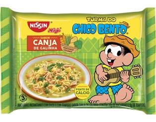 Macarrão instantâneo canja de galinha Chico Bento Nissin 85g.