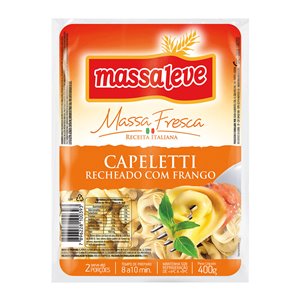 Massa fresca Capeletti recheio de frango Massa Leve 400g.