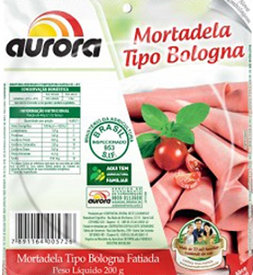 Mortadela fatiada a vácuo bologna Aurora 200g 