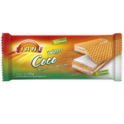 Biscoito wafer sabor coco Liane 115g