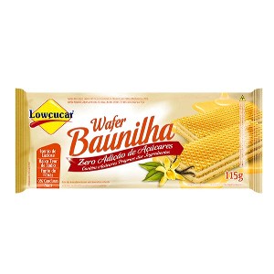 Biscoito wafer sabor baunilha sem adição de açucar Lowçucar 115g.