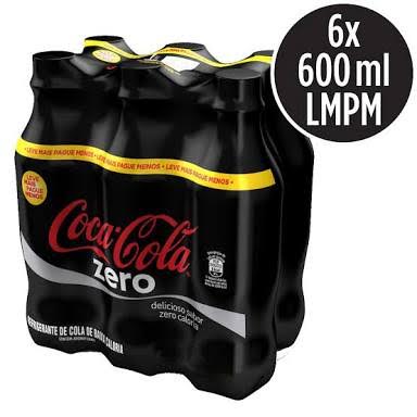 Coca Cola sem açúcar  pet 600ml. (pacote c/6 unid.)