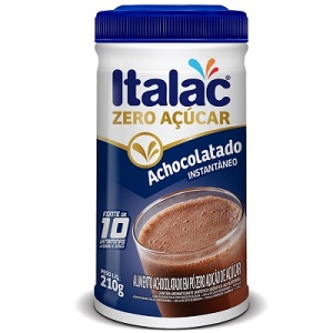 Achocolatado em pó zero açucar Italac 210g