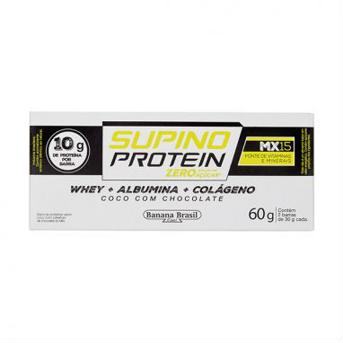 Barra de proteina c/ colágeno coco c/ chocolate 2x30g Supino