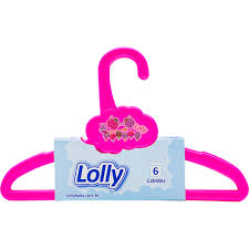 Kit de cabide rosa infantil Lolly 6x1