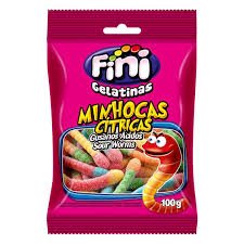 Bala tubes Minhocas cítricas Fini 100g