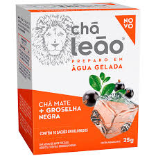 Chá mate + groselha negra preparo em água gelada Leão 25g 