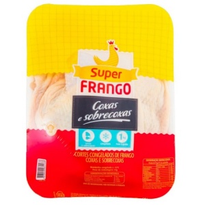 Coxa e sobrecoxa de frango congelada Super Frango 1kg.