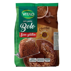 Mistura para bolo de chocolate sem glúten zero lactose Vitao 400g