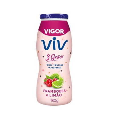 Iogurte líquido Vigor Viv 3 grãos framboesa e limão 180g