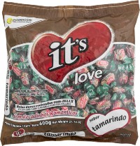 Bala Its Love sabor tamarindo recheada com jelly pacote de 600g