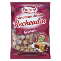 Bala caramelo de leite com recheio sabor goiaba Embaré pacote com 660g