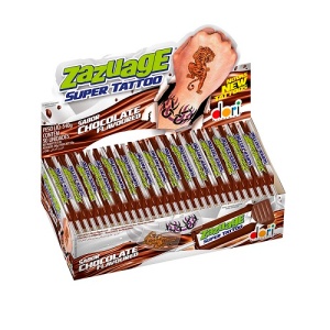 Pirulito mastigável sabor chocolate Zazuage Super Tatttoo Dori (50 unidades) 