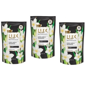 Sabonete líquido Lux Botanicals capim limão e frangipani sachê 200ml (3 unidades)