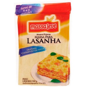 Massa fresca para lasanha Massa leve 500g