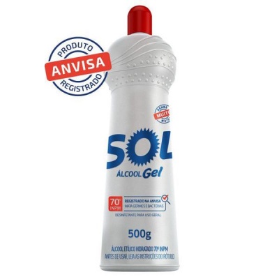 Álcool em gel 70º multiuso Sol 500g. (esp)