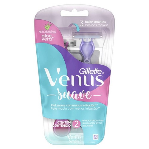 Aparelho Depilatório Descartável Gillette Venus Suave Com 2 Unidades