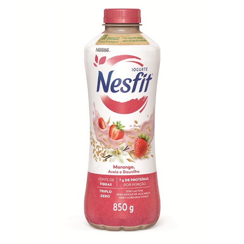 Iogurte desnatado sem lactose Nesfit morango, aveia e baunilha Nestlé 850g